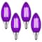 Luxrite B11 LED Purple Light Bulbs 4.5W 40W Equivalent Colored Glass E12 Candelabra Base, 4PK LR21741-4PK - alternate 1